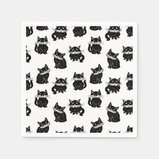 猫パターン スタンダードカクテルナプキン (正面)