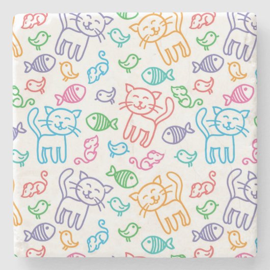 猫パターン ストーンコースター (正面)