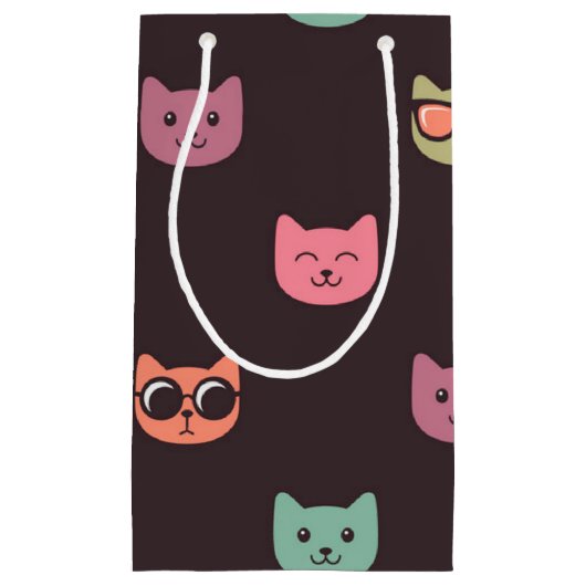 猫パターン スモールペーパーバッグ (正面)