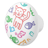 猫パターン セラミックノブ (右)