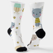 猫パターン ソックス (傾斜あり)