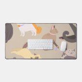 猫パターン デスクマット (キーボード&マウス)