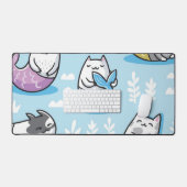 猫パターン デスクマット (キーボード&マウス)