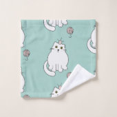 猫パターン バスタオルセット (ウォッシュタオル)