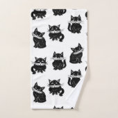 猫パターン バスタオルセット (ハンドタオル)
