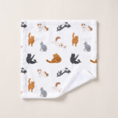 猫パターン バスタオルセット (ウォッシュタオル)