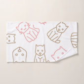 猫パターン バスタオルセット (ハンドタオル)