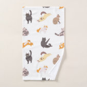 猫パターン バスタオルセット (ハンドタオル)