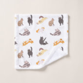 猫パターン バスタオルセット (ウォッシュタオル)