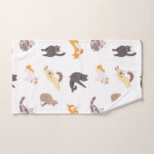 猫パターン バスタオルセット (ハンドタオル)