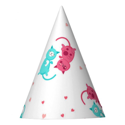 猫パターン パーティーハット (正面)