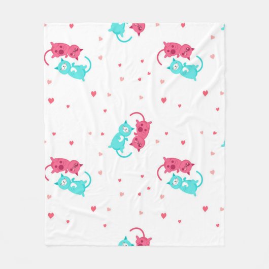 猫パターン フリースブランケット (正面)