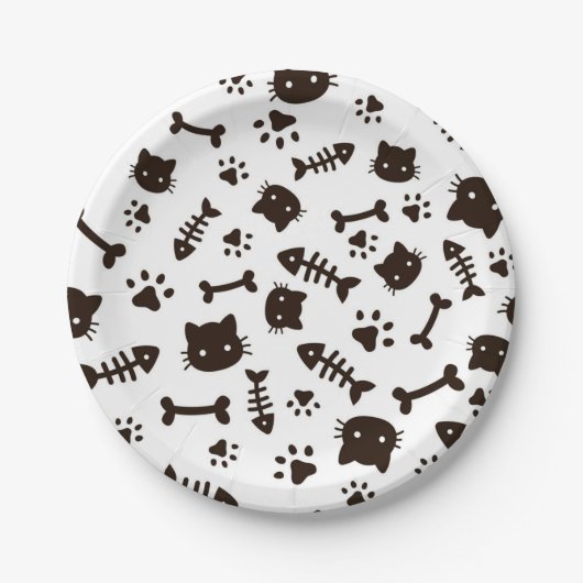 猫パターン ペーパープレート (正面)