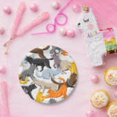 猫パターン ペーパープレート (パーティー)