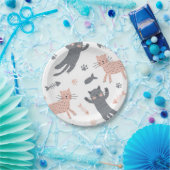 猫パターン ペーパープレート (パーティー)