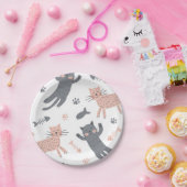 猫パターン ペーパープレート (パーティー)