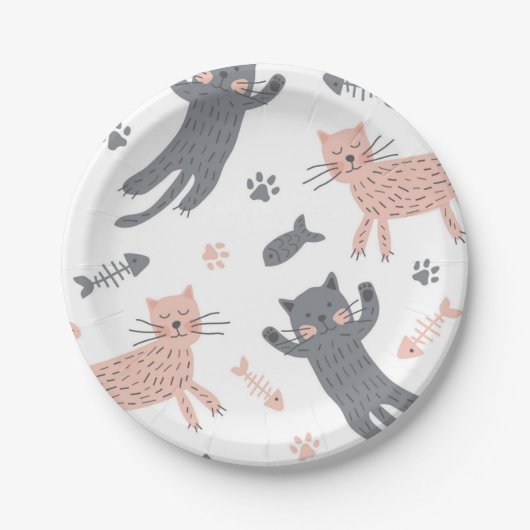 猫パターン ペーパープレート (正面)