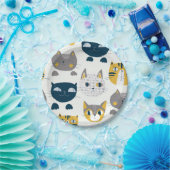 猫パターン ペーパープレート (パーティー)