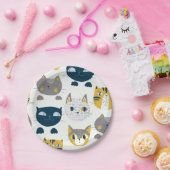猫パターン ペーパープレート (パーティー)