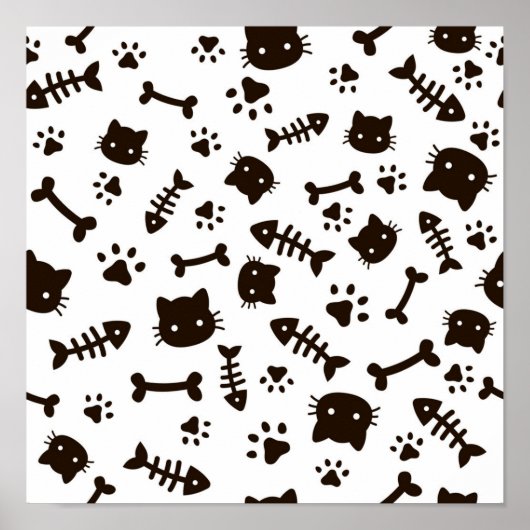 猫パターン ポスター (正面)