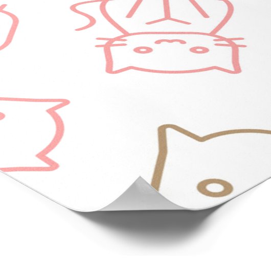 猫パターン ポスター (角)