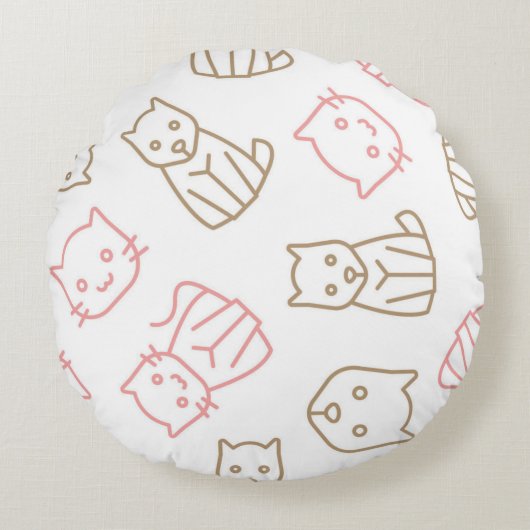 猫パターン ラウンドクッション (正面)