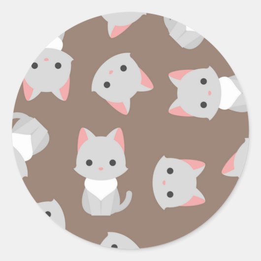 猫パターン ラウンドシール (正面)