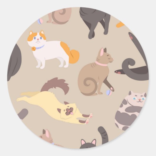 猫パターン ラウンドシール (正面)