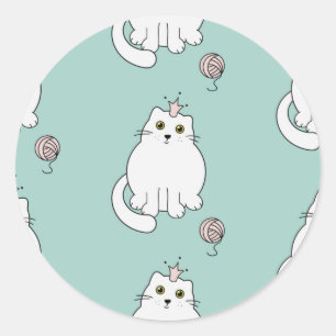 猫パターン ラウンドシール