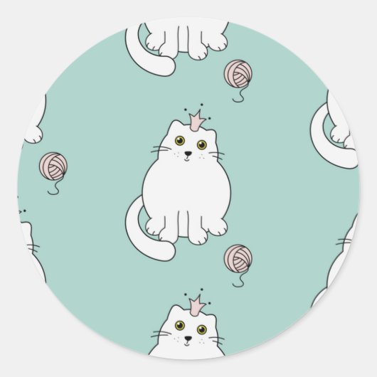 猫パターン ラウンドシール (正面)