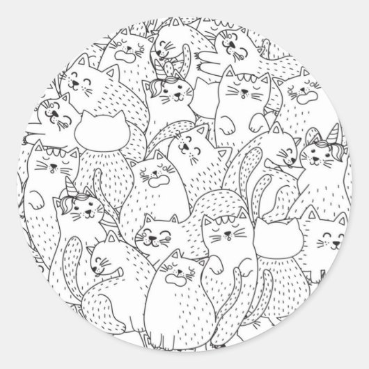猫パターン ラウンドシール (正面)