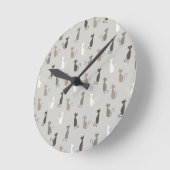 猫パターン ラウンド壁時計 (傾斜)