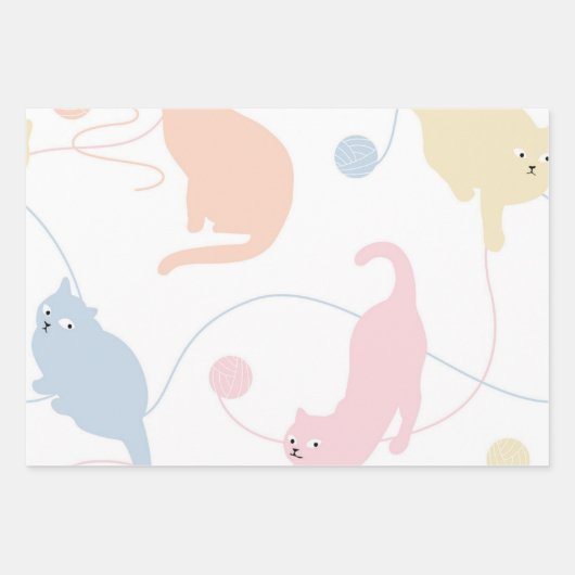 猫パターン ラッピングペーパーシート (正面)