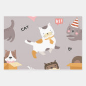 猫パターン ラッピングペーパーシート (正面3)