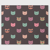 猫パターン ラッピングペーパー (フラット)