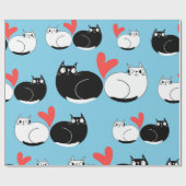 猫パターン ラッピングペーパー (フラット)