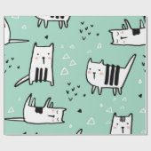 猫パターン ラッピングペーパー (フラット)