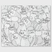 猫パターン ラッピングペーパー (フラット)
