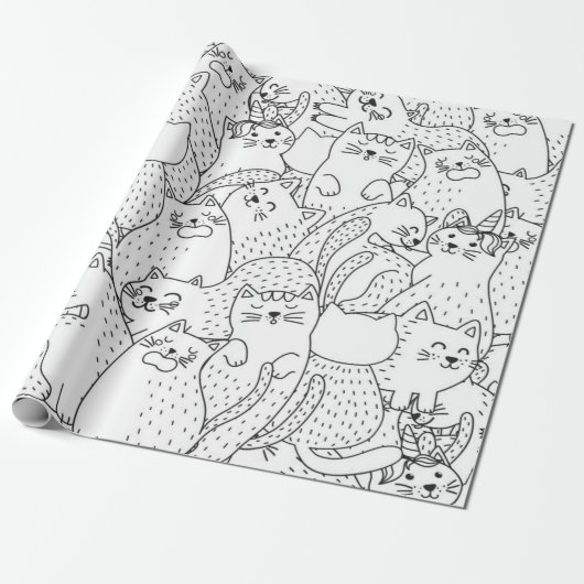 猫パターン ラッピングペーパー (アンロールド)