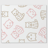 猫パターン ラッピングペーパー (フラット)