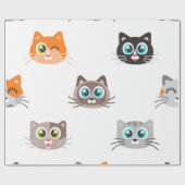 猫パターン ラッピングペーパー (フラット)