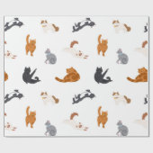 猫パターン ラッピングペーパー (フラット)