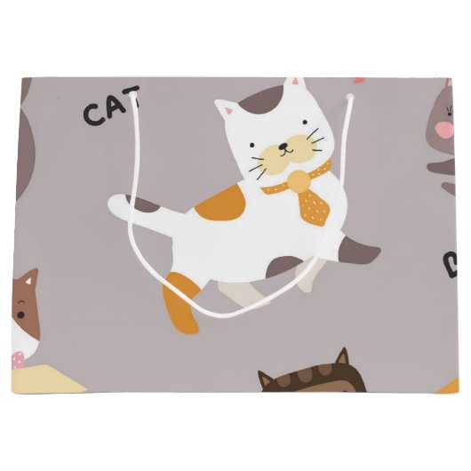 猫パターン ラージペーパーバッグ (正面)