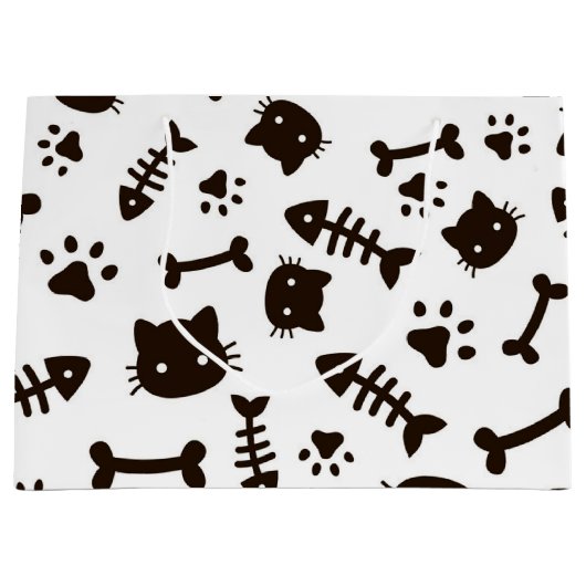 猫パターン ラージペーパーバッグ (正面)