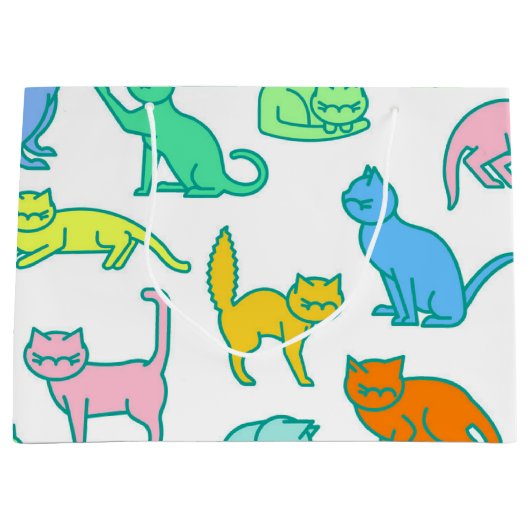 猫パターン ラージペーパーバッグ (正面)