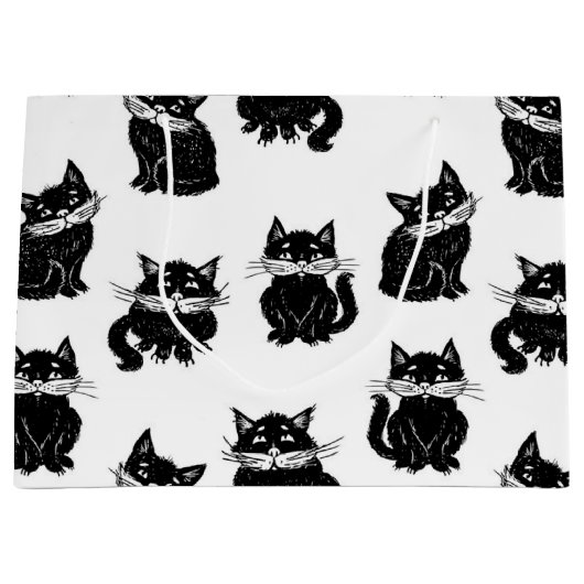 猫パターン ラージペーパーバッグ (正面)