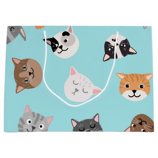 猫パターン ラージペーパーバッグ (正面)