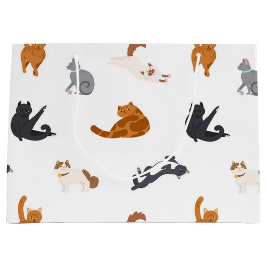 猫パターン ラージペーパーバッグ (正面)