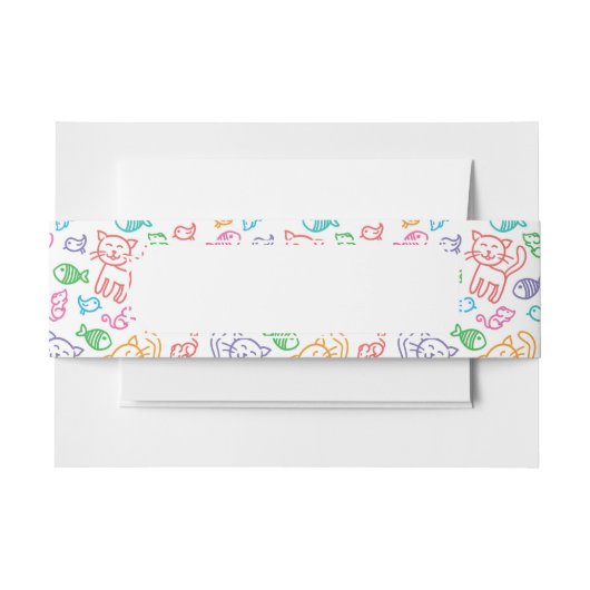 猫パターン 招待状ベリーバンド (正面例)