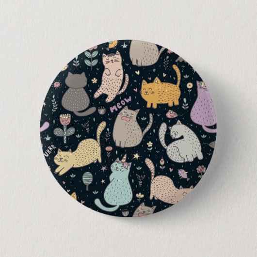 猫パターン 缶バッジ (正面)